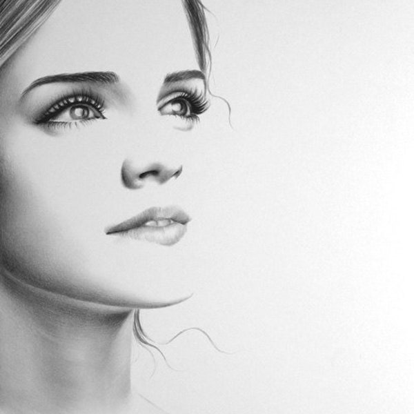 Emma Watson Pencil Drawing Fine Art Portrait PRINT Hand Signed