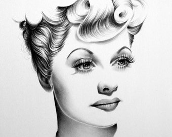 Lucille Ball Pencil Drawing Portrait Fine Art Signed Print