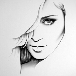 Madonna Fine Art lápiz dibujo retrato impresión mano firmada