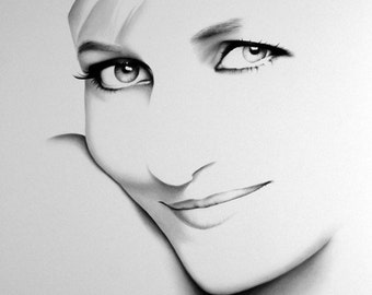 Princess Diana Pencil Drawing Fine Art Print Signed by Artist