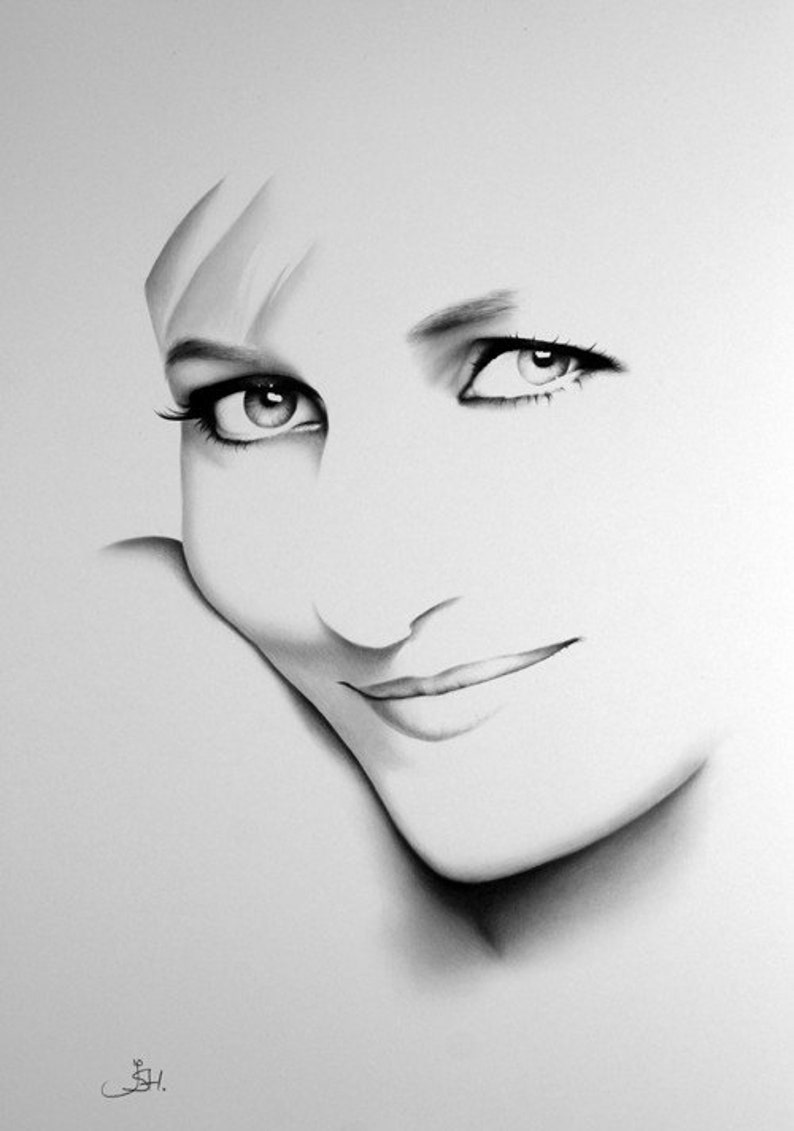 Princess Diana Pencil Drawing Fine Art Print Signed by Artist image 1