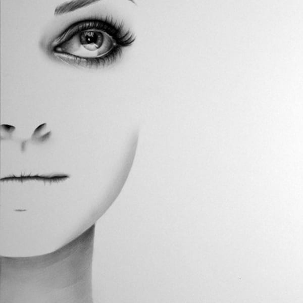 Mila Kunis Minimalism  Pencil Drawing Portrait  Signed Print