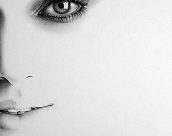 Keira Knightley Minimalism Pencil Drawing Portrait PRINT Signed by Artist