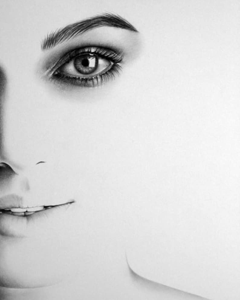 Keira Knightley Minimalism Pencil Drawing Portrait PRINT Signed by Artist image 1