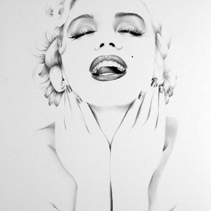 Marilyn Monroe Pencil Drawing Fine Art Signed Print image 1