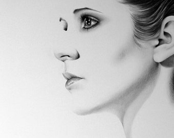 Carrie Fisher Pencil Drawing Fine Art Portrait Signed Print