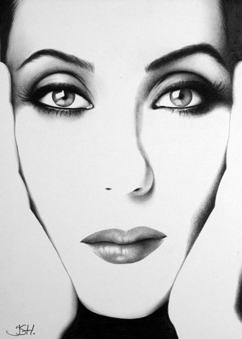 Cher Pencil Drawing Fine Art Portrait Signed Print image 1