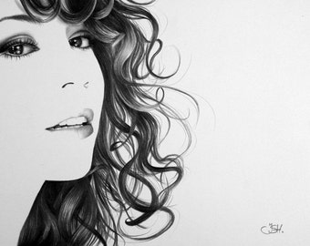 Mariah Carey Pencil Drawing Fine Art Portrait Signed Print