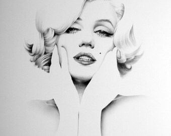 Marilyn Monroe Pencil Drawing Fine Art Signed Print