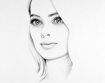 Margot Robbie Pencil Drawing Fine Art Portrait Signed Print