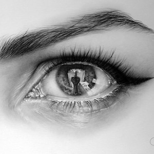 Ojo Lápiz Dibujo Bellas Artes Impresión Firmada
