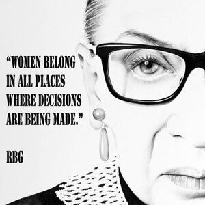 Ruth Bader Ginsburg Minimalismus Bleistift Zeichnung Portrait Poster Zitat