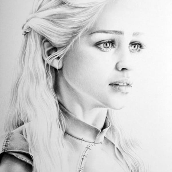 Emilia Clarke as Daenerys Targaryen Fine Art Pencil Drawing Portrait Signed Print
