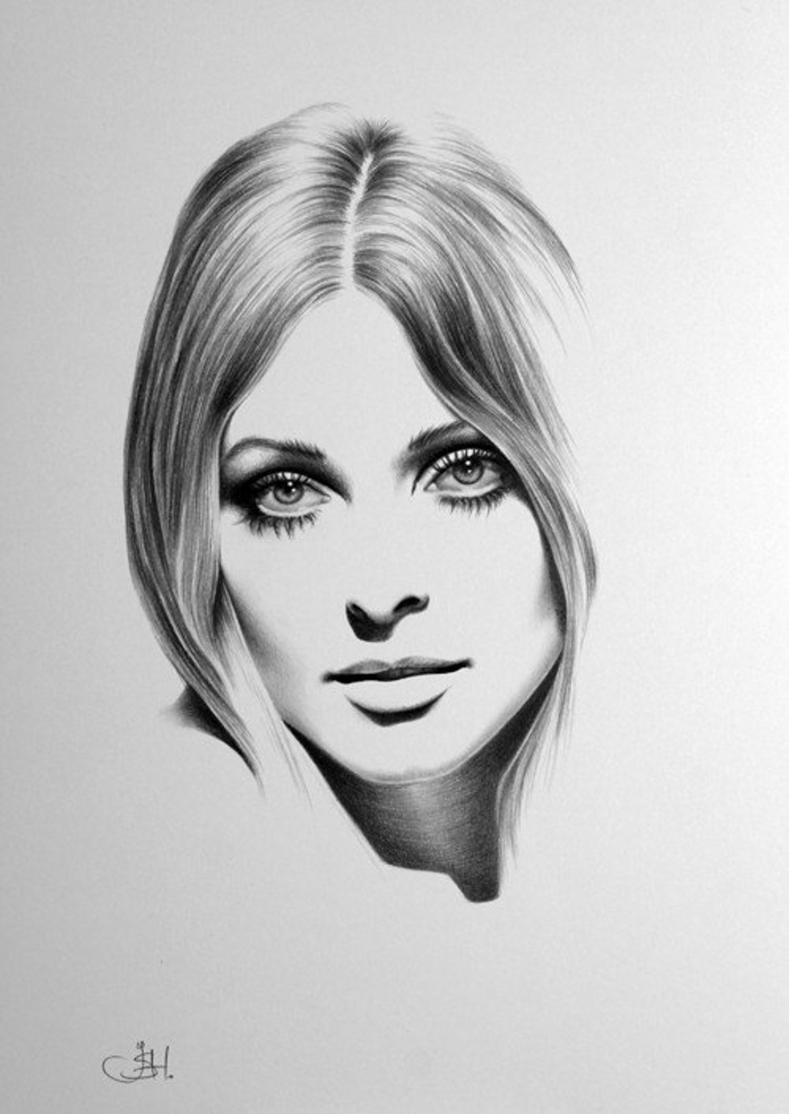 Sharon Tate Minimalism Pencil Drawing Fine Art PRINT HAND Etsy
