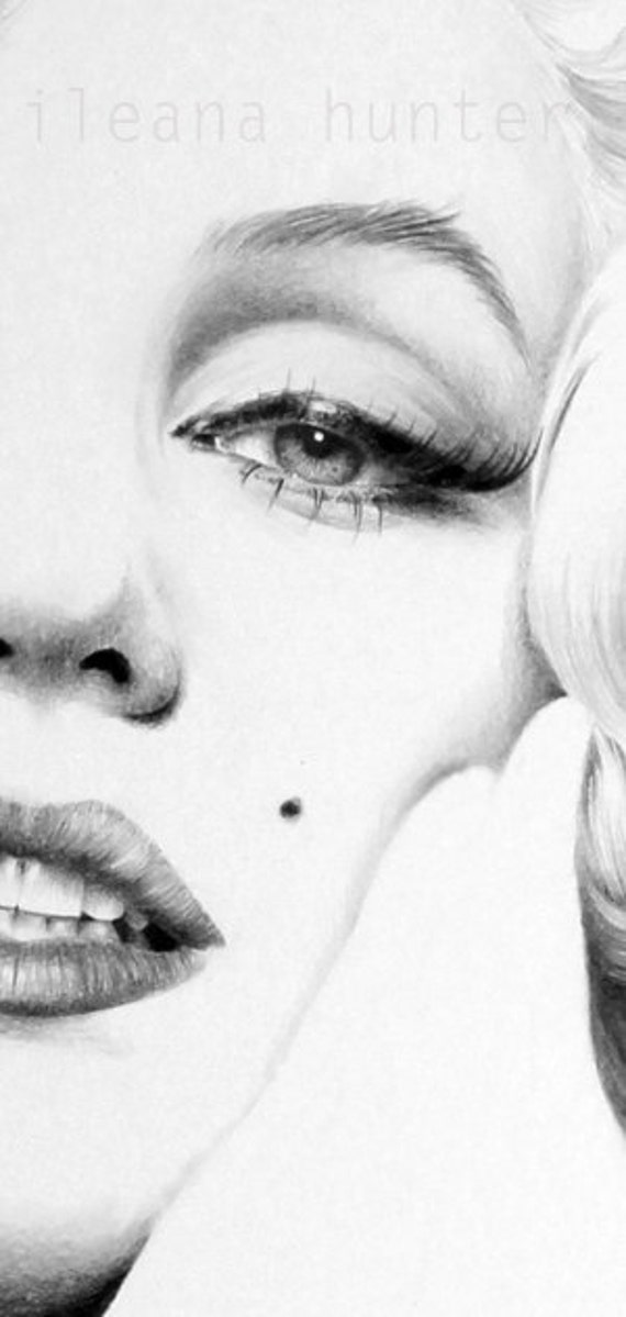 Marilyn Monroe Pencil Drawing Fine Art Signed Print Etsy