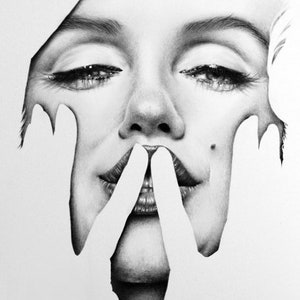 Marilyn Monroe Minimalismus Bleistift Zeichnung Fine Art Portrait Druck signiert