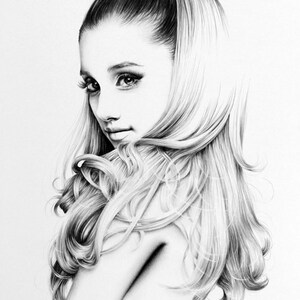 Ariana Grande Fine Art Signierter Druck Bleistift Zeichnung