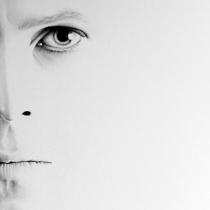 Retrato de bellas artes de dibujo a lápiz de David Bowie Impresión firmada