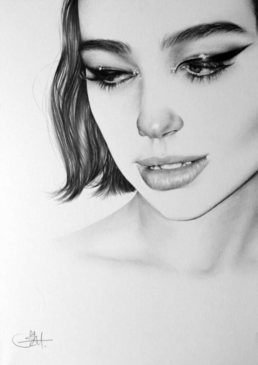 Dua Lipa Fine Art Signed Print Dessin au crayon Etsy France