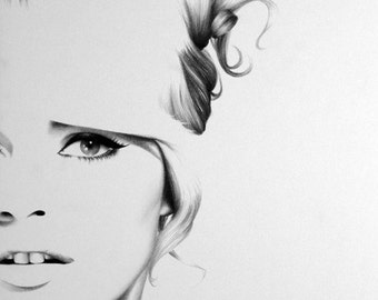 Brigitte Bardot  Pencil Drawing Fine Art PortraitPrint Hand Signed by Artist