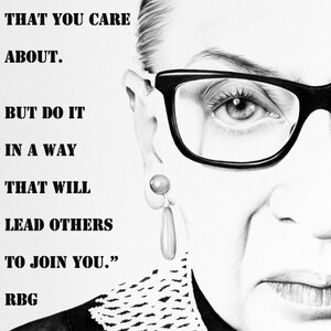 Ruth Bader Ginsburg Minimalismus Bleistift Zeichnung Portrait Poster Zitat