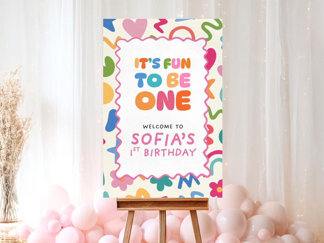 Editable It's Fun to Be One Welcome Sign Template 1st Birthday Poster ...