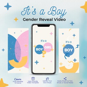 Digital Gender Reveal Video Countdown for Social Media It&#39;s a Boy Gender Video Surprise Pregnancy Announcement Instant Download 03GRI