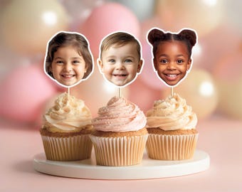 Custom Baby Face Cupcake Topper Custom Cake Decorations Personalized Party Decor Printable Toppers  Cupcake Topper Photo Digital File 07CCT