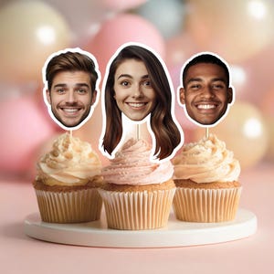 Anpassad ansiktsmuffinstopper Anpassade tårtdekorationer Personlig festdekor Utskrivbara toppers Digital fil