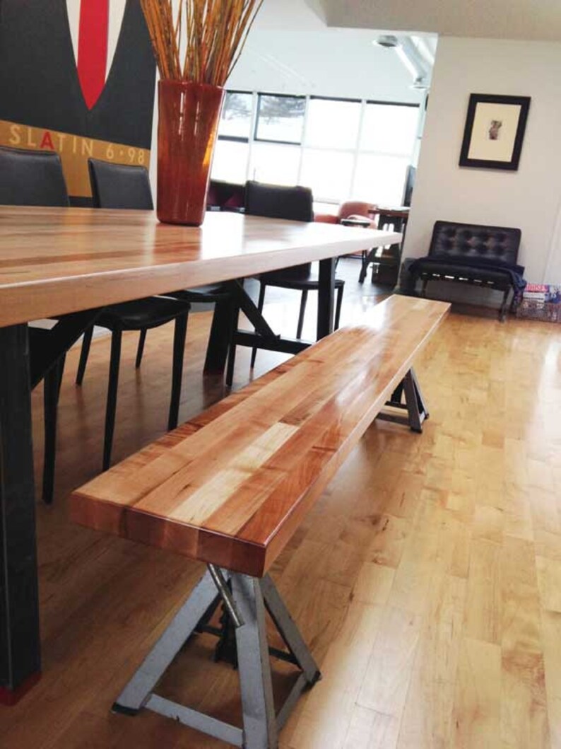 Industrial bench for dining table Butcher block top Etsy