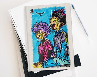 Cuaderno de tapa dura en blanco mate con diseño de anime Happy Boys para dibujar, escribir y tomar notas, regalo para fans de Otaku.