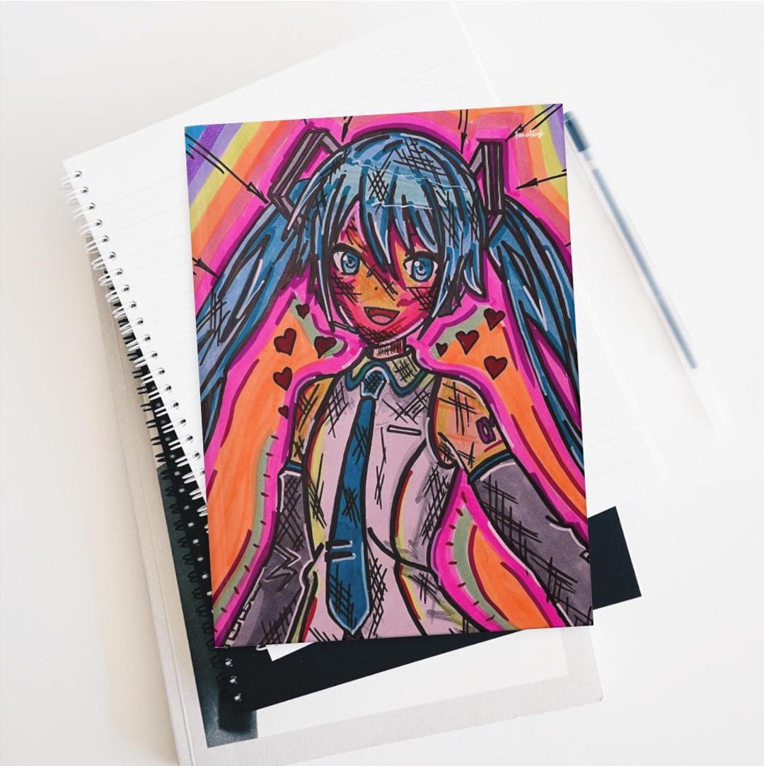 Hardcover Lined Journal Matte Hatsune Miku 初音ミク Personalised Notebook ...
