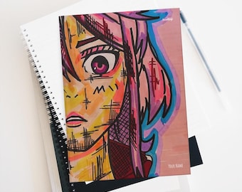 Hardcover Lined Journal Matte Momo Girl Personalised Notebook for Otaku Lovers