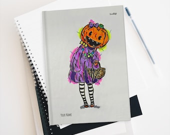Hardcover Blank Journal Matte Halloween Pumpkinhead Personalised Girl Diary Fall Decor 5x7 Blank Pages