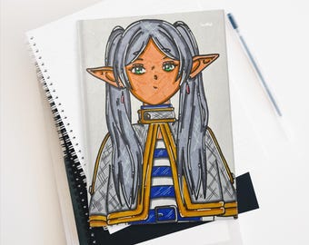Hardcover Blank Journal Matte Vanilla Elf Mage Anime Sketchbook for Drawing Writing, Notes Ideas Otaku Gift Notebook
