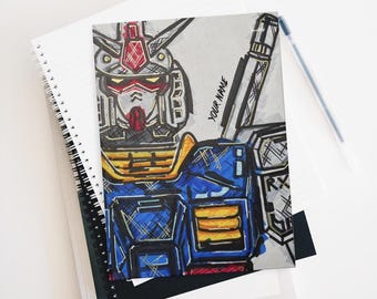 Hardcover Lined Journal Matte Mecha Gun Warrior ガンダム Mobile Suit Robot Notebook for Mech Fans
