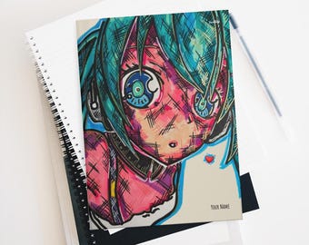 Hardcover Lined Journal Matte Hatsune Miku 初音ミク Curious Notebook for Students and Anime Lovers Daily Planner Creativity Notepad for Freshman