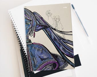 Hardcover Blank Journal Matte Blue Elf Mage Girl Personalised Notebook for Anime Otaku Lovers