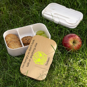 Divertida lonchera bento: un recipiente único para preparar comidas, ideal como regalo para amantes de la comida, para la escuela y la oficina. Lonchera personalizable.