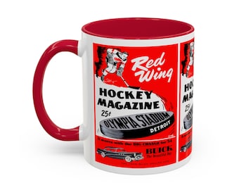 1954 Detroit Red Wings Hockey Program Cover 11oz Colorful Mug, Sports Fan Gift, Hockey Lover Mug