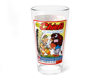 Mixing Glass, 16oz - Buffalo Bills vs Kansas City 1963 Football Game, Sports Fan Gift, Barware Decor, Football Enthusiast Mug, Football Game