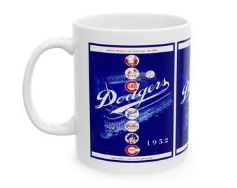 Vintage 1952 Baseball Brooklyn Dodgers Ceramic Mug, 11oz, 15oz - Gift for Sports Fans, Baseball Memorabilia, Collectible Cup, Sports Decor,