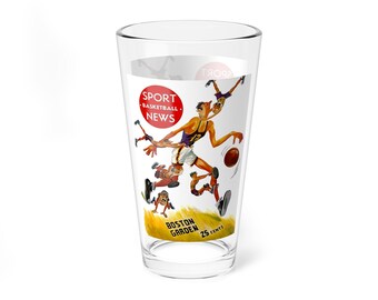 Vintage 1949 Basketball Boston Celtics Mixing Glass, 16oz - Retro Sports Barware, Gift for Basketball Fans, Basketball Memorabilia