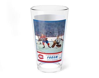 Mixing Glass, Vintage Canadiens Hockey Fan Gift, Whiskey Glass, Cocktail Glass, Barware, Montreal Hockey Decor