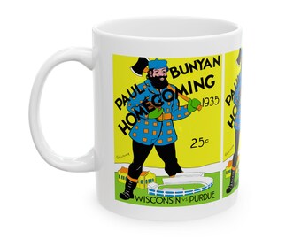 Vintage 1935 Football Wisconsin Purdue Ceramic Mug, Sports Fan Gift, Coffee Cup, Tea Mug, Football Lover Gift, Game Day Mug, Retro Design