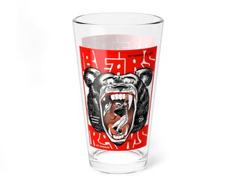 Mixing Glass, 16oz - Vintage 1961 Football Chicago Bears Los Angeles Rams, Sports Barware, Unique Gift for Football Fans, Game Day Decor,
