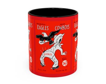 1961 Vintage Dallas Cowboys - Philadelphia Eagles Football Program Cover  - Colorful Mugs, 11oz
