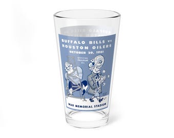 Mixing Glass, 16oz - Retro 1961 Football Buffalo Bills Houston Oilers, Sports Bar Glassware, Beer Glass, Gift for Sports Fans, Game Day