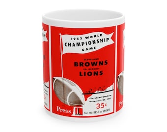 Vintage Football Ceramic Mug, Retro Sports Drinkware, Gift for Cleveland Browns and Detroit Lions Fans, Football Memorabilia Decor