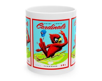 1957 Vintage St Louis Cardinals Baseball Yearbook Cover - Ceramic Mug, 11oz, 15oz